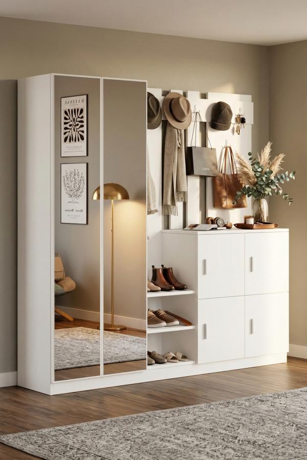 Gibson Vestiyer Portmanto Ayakkabılık Beyaz DD9-W