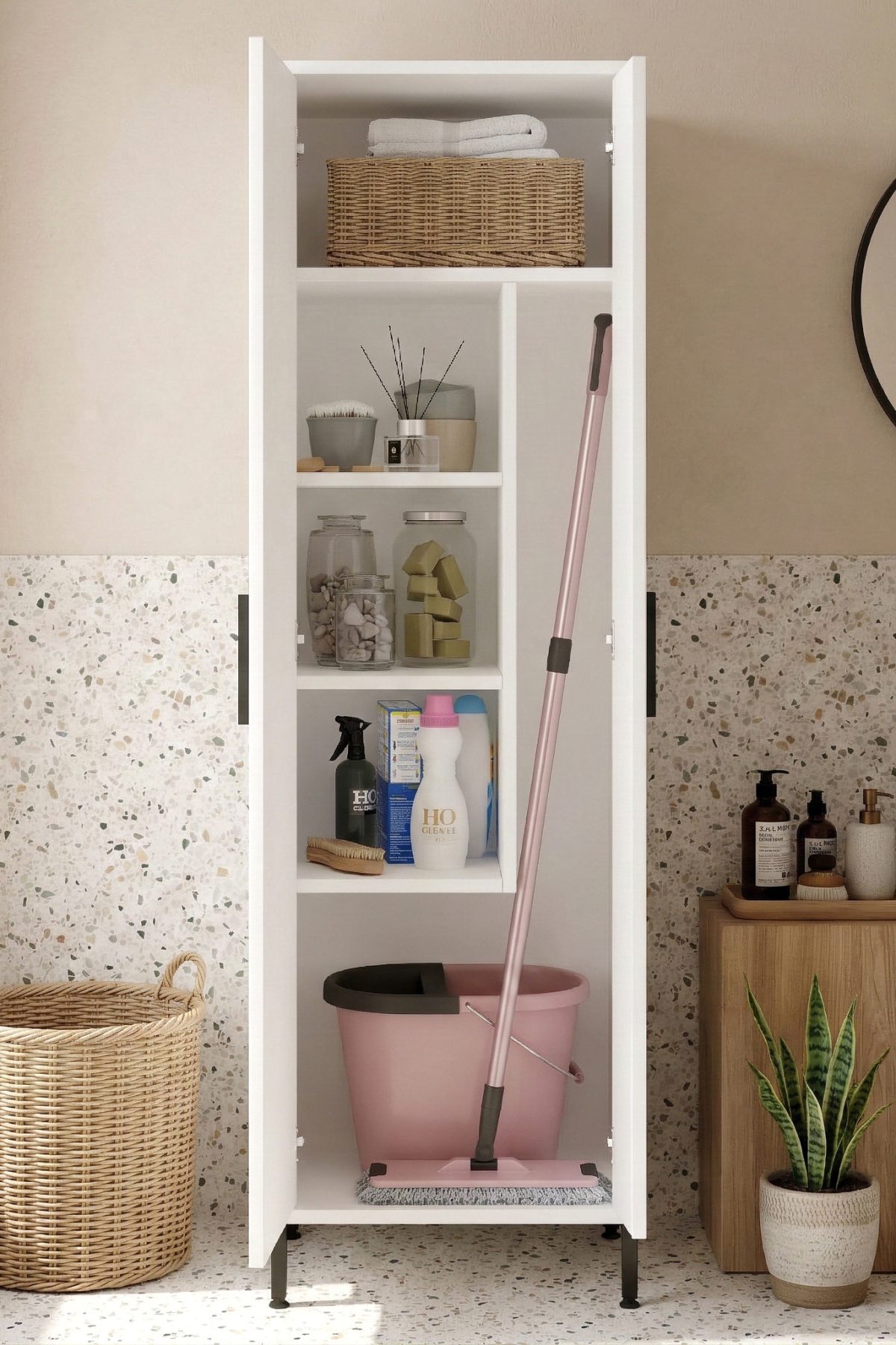 Daisy Çok Amaçlı Dolap Vileda Banyo Dolabı Beyaz DY1-W