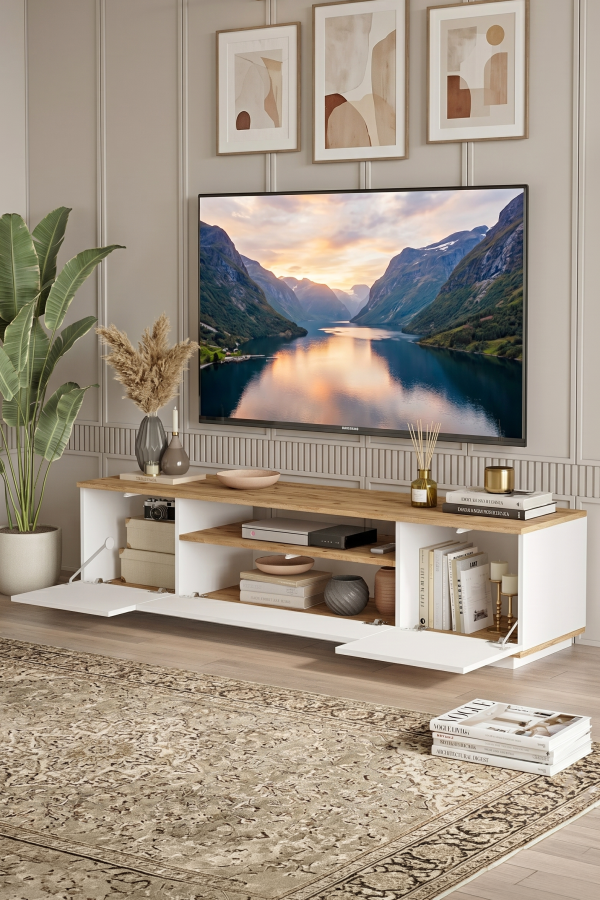 Future Tv Ünitesi Orta Sehpa 2'Li Set Çam-Beyaz FR17-AW