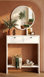 Larris Aynalı Dresuar 2 Kapaklı Beyaz LR1-W