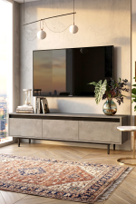 Luvio Tv Ünitesi Sehpası Metal Ayaklı 160cm Beton-Siyah LV1-RL
