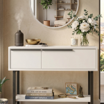 Ocean Dresuar Aynalı Kapaklı Metal Ayaklı Beyaz ON12-W