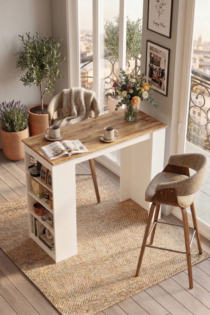 Style Bar Masası Mutfak Yemek Masası Atlantik Çam-Beyaz ST1-AW