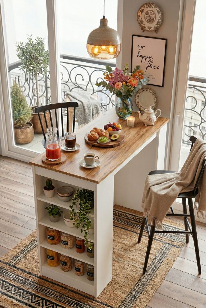 Style Bar Masası Mutfak Yemek Masası Atlantik Çam-Beyaz ST1-AW