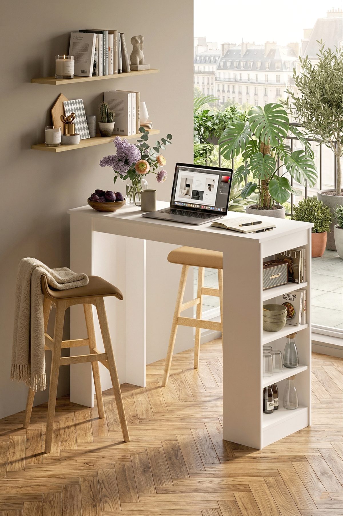 Style Bar Masası Mutfak Yemek Masası Beyaz ST1-W