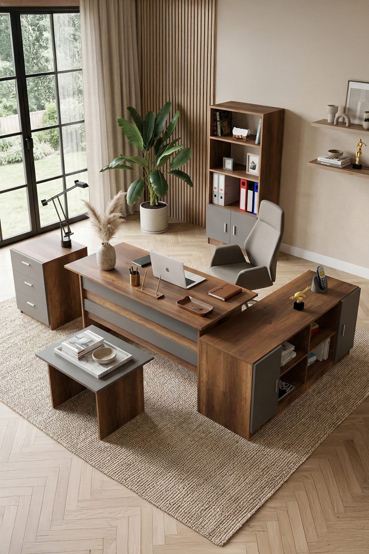 Vario ABCDF Ofis Büro Masa Takımı Barok-Antrasit VO15-BA