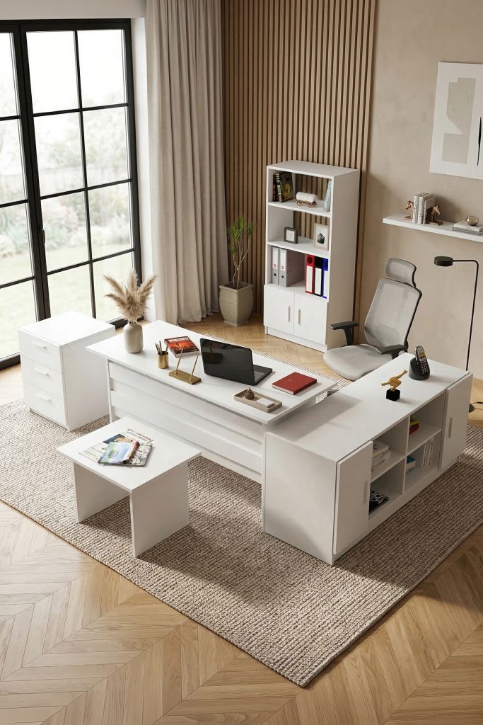 Vario ABCDF Ofis Büro Masa Takımı Beyaz VO15-W