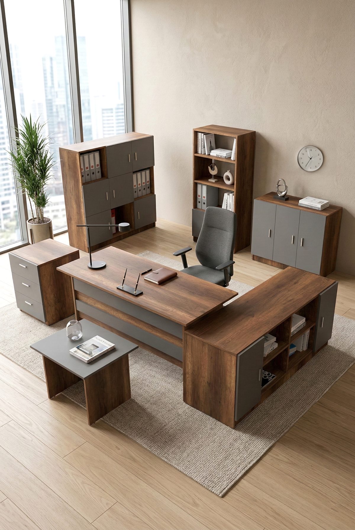 Vario ABCDEFG2 Ofis Masa Makam Takımı Barok-Antrasit VO19-BA