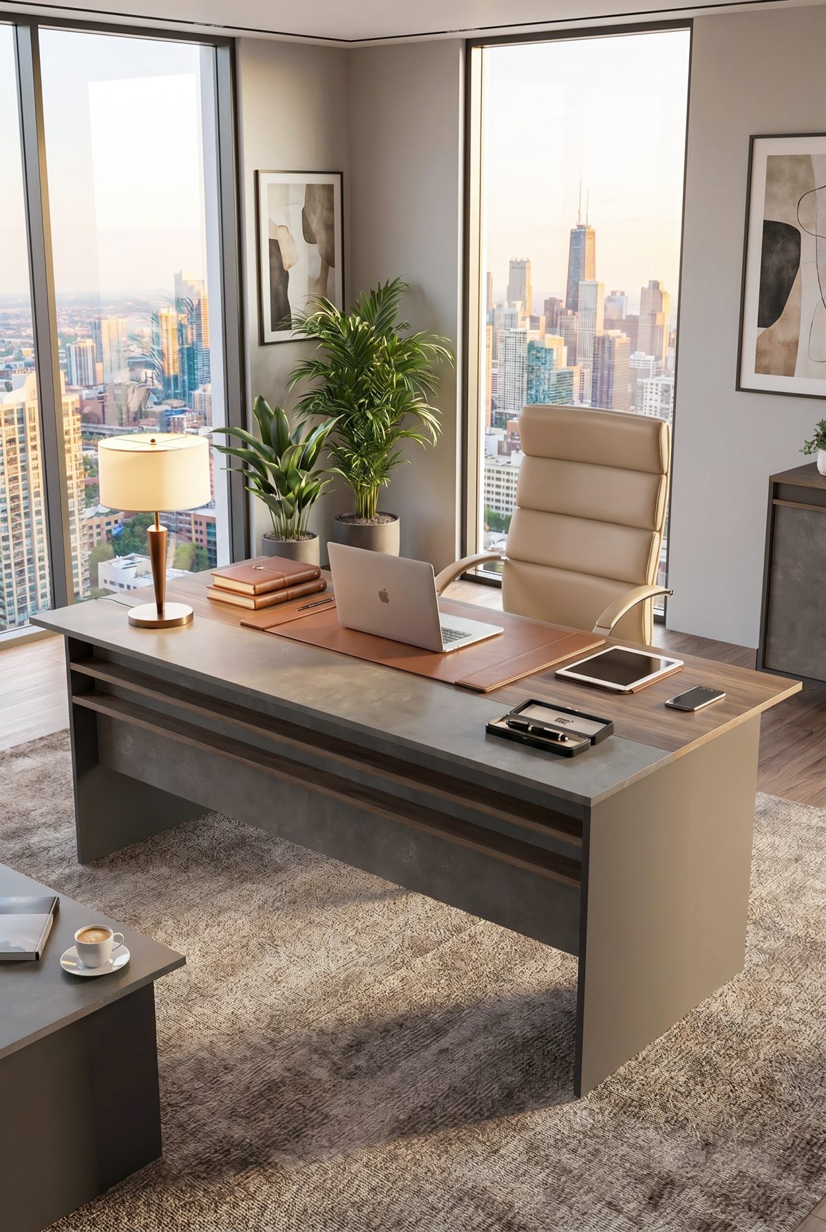 Vista A Ofis Masası 180cm*90cm Kahve-Beton-Antrasit VS1-CGA