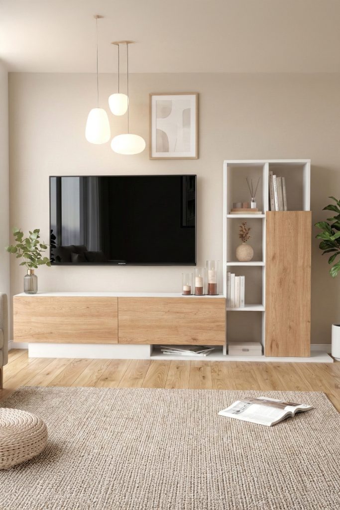 Blaze Tv Ünitesi Kapaklı Kitaplık Raf Sepet-Beyaz BE1-SW