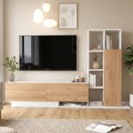 Blaze Tv Ünitesi Kapaklı Kitaplık Raf Sepet-Beyaz BE1-SW