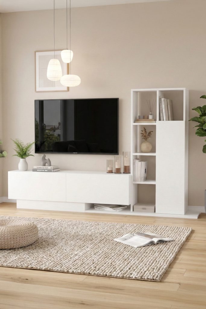 Blaze Tv Ünitesi Kapaklı Kitaplık Raf Beyaz BE1-W