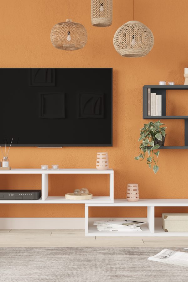 Joffrey Tv Ünitesi Tv Sehpası Raflı Beyaz-Antrasit JR1-WAN