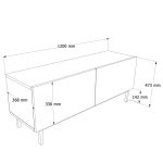 Coast Tv Ünitesi Sehpası 2 Kapaklı Ahşap Ayaklı 120cm Kumsal CO3-CO