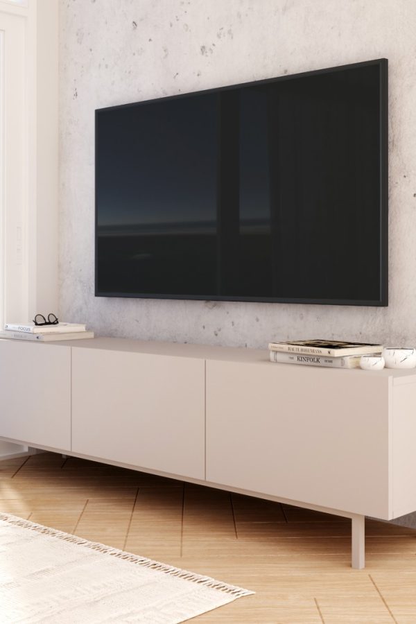 Coast Tv Ünitesi Sehpası 3 Kapaklı Ahşap Ayaklı 180cm Kumsal CO1-CO