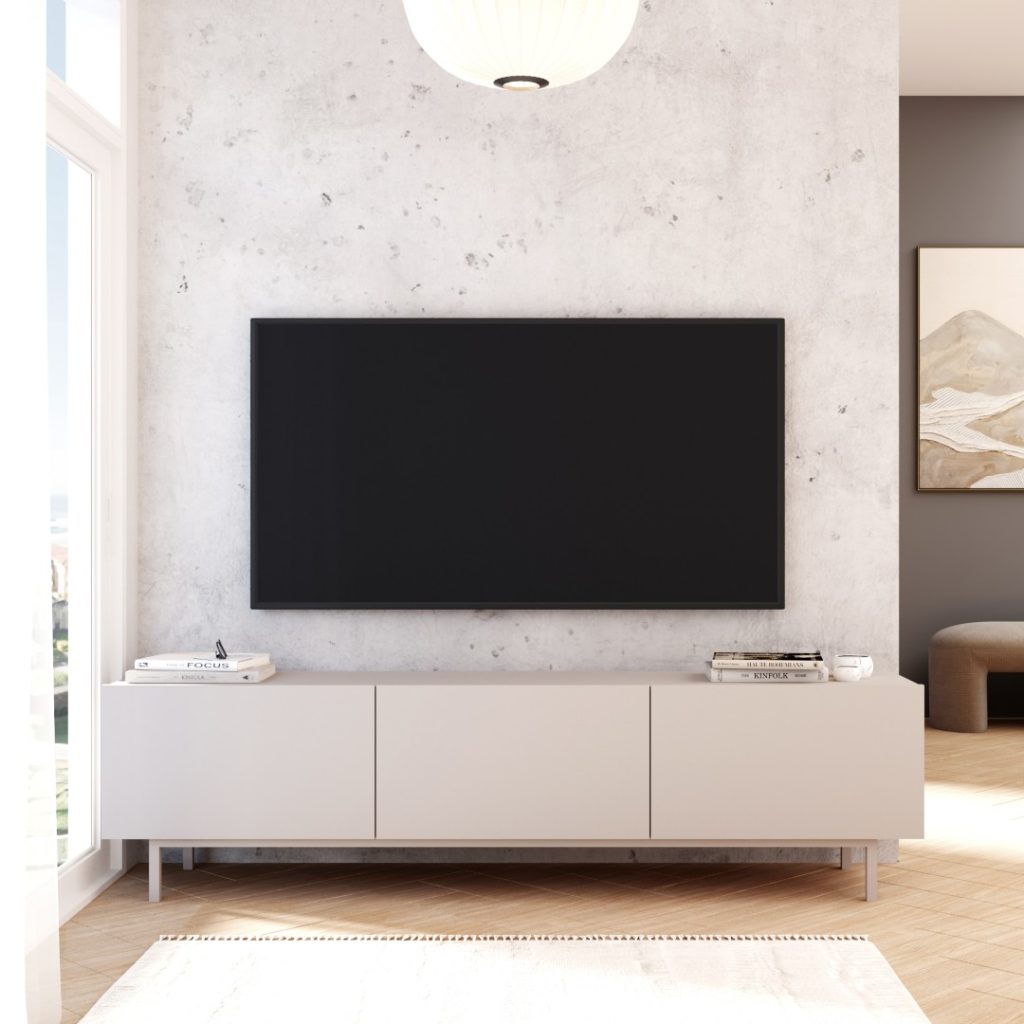 Coast Tv Ünitesi Sehpası 3 Kapaklı Ahşap Ayaklı 180cm Kumsal CO1-CO