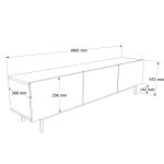 Coast Tv Ünitesi Sehpası 3 Kapaklı Ahşap Ayaklı 180cm Kumsal CO1-CO