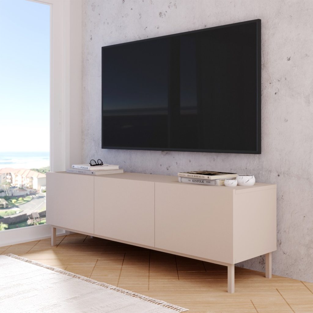 Coast Tv Ünitesi Sehpası 3 Kapaklı Ahşap Ayaklı 150cm Kumsal CO2-CO