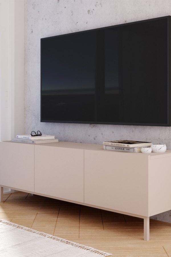 Coast Tv Ünitesi Sehpası 3 Kapaklı Ahşap Ayaklı 150cm Kumsal CO2-CO