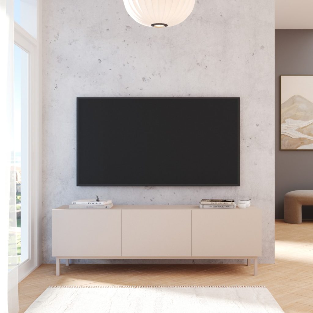 Coast Tv Ünitesi Sehpası 3 Kapaklı Ahşap Ayaklı 150cm Kumsal CO2-CO