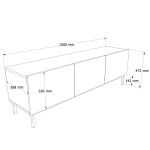 Coast Tv Ünitesi Sehpası 3 Kapaklı Ahşap Ayaklı 150cm Kumsal CO2-CO