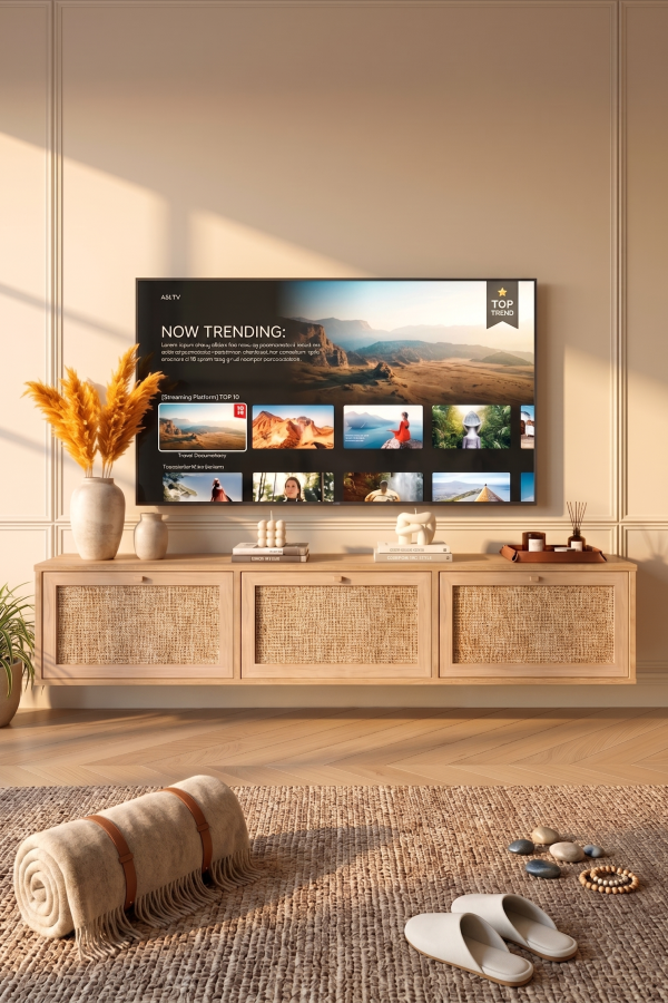 Dune Tv Ünitesi Sehpası Duvara Monte 3 Ahşap Jüt Kapaklı 180cm Sepet-Jüt DN1-SJ
