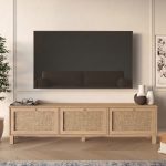 Dune Tv Ünitesi Sehpası Ahşap Ayaklı 3 Ahşap Jüt Kapaklı 180cm Sepet-Jüt DN2-SJ