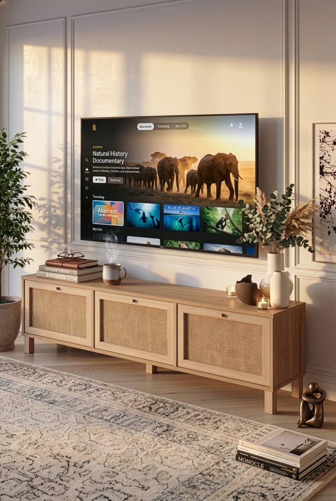 Dune Tv Ünitesi Sehpası Ahşap Ayaklı 3 Ahşap Jüt Kapaklı 180cm Sepet-Jüt DN2-SJ