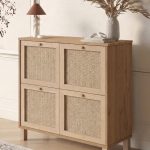 Dune Ayakkabılık Çok Amaçlı Dolap Ahşap Ayaklı Ahşap Jüt Kapaklı Sepet-Jüt DN4-SJ