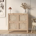 Dune Ayakkabılık Çok Amaçlı Dolap Ahşap Ayaklı Ahşap Jüt Kapaklı Sepet-Jüt DN4-SJ