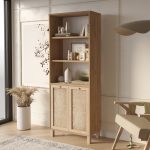 Dune Kitaplık Raf Ahşap Ayaklı 180cm Ahşap Jüt Kapaklı Sepet-Jüt DN5-SJ