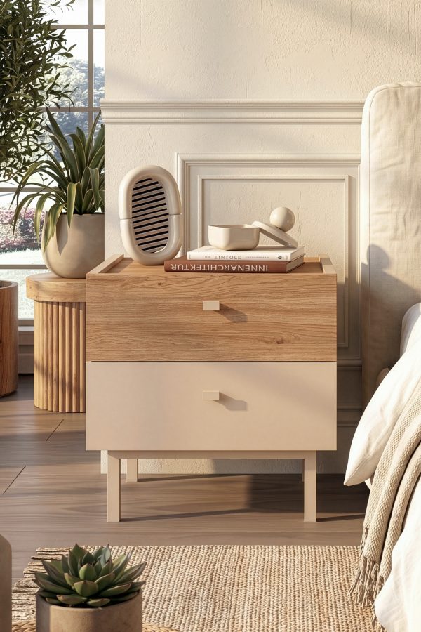 Luke Komodin 2 Çekmeceli Ahşap Ayaklı Kumsal-Sepet LK1-CS