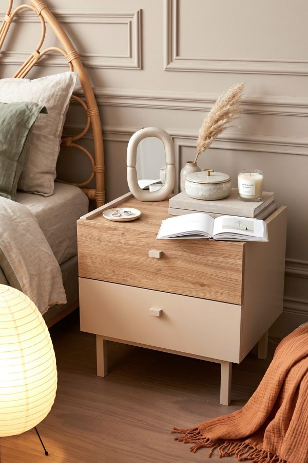 Luke Komodin 2 Çekmeceli Ahşap Ayaklı Kumsal-Sepet LK1-CS