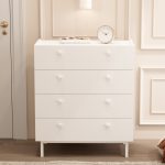 Luke Geniş Şifonyer 4 Çekmeceli Ahşap Ayaklı Beyaz LK6-W