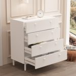 Luke Geniş Şifonyer 4 Çekmeceli Ahşap Ayaklı Beyaz LK6-W