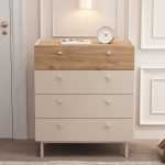 Luke Geniş Şifonyer 4 Çekmeceli Ahşap Ayaklı Kumsal-Sepet LK6-CS