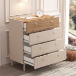 Luke Geniş Şifonyer 4 Çekmeceli Ahşap Ayaklı Kumsal-Sepet LK6-CS