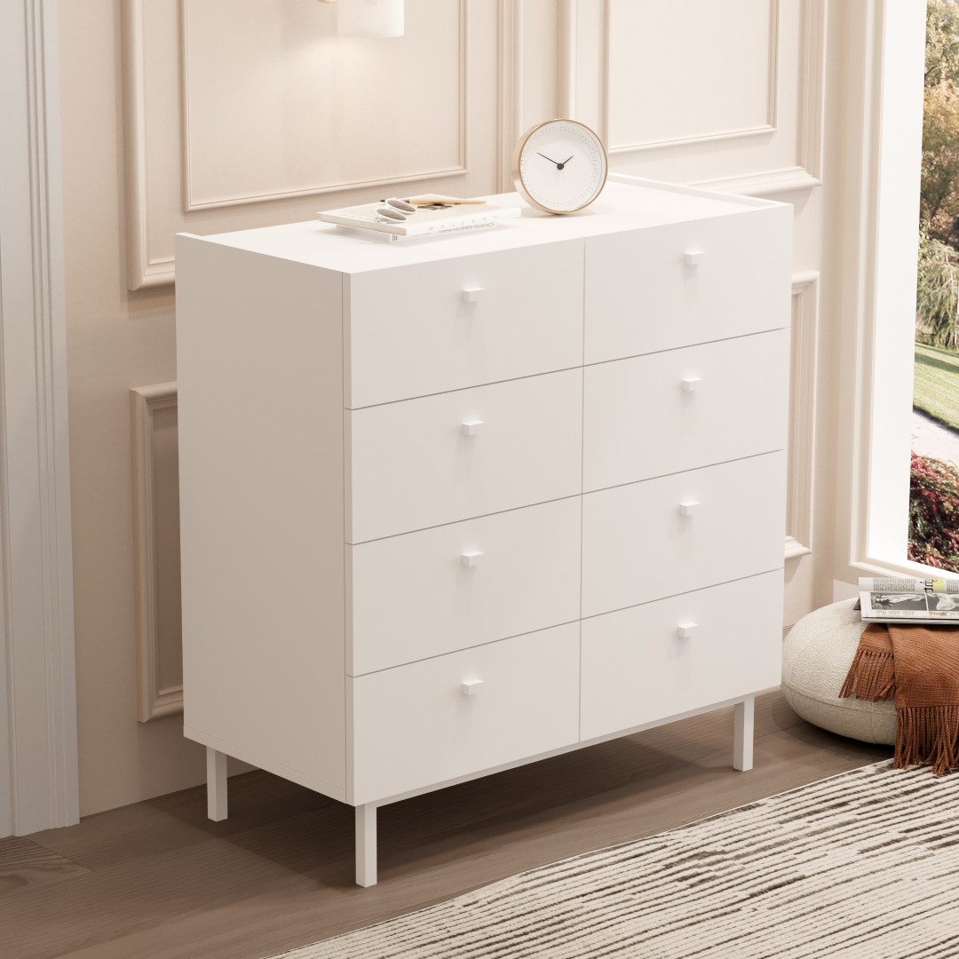 Luke Geniş Şifonyer 8 Çekmeceli Ahşap Ayaklı Beyaz LK7-W Luke Geniş Şifonyer 8 Çekmeceli Ahşap Ayaklı Beyaz LK7-W