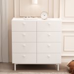 Luke Geniş Şifonyer 8 Çekmeceli Ahşap Ayaklı Beyaz LK7-W