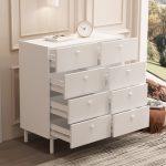 Luke Geniş Şifonyer 8 Çekmeceli Ahşap Ayaklı Beyaz LK7-W