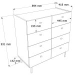 Luke Geniş Şifonyer 8 Çekmeceli Ahşap Ayaklı Beyaz LK7-W