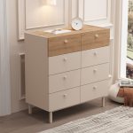 Luke Geniş Şifonyer 8 Çekmeceli Ahşap Ayaklı Kumsal-Sepet LK7-CS