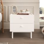 Luke Komodin 2 Çekmeceli Ahşap Ayaklı Beyaz LK1-W