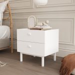 Luke Komodin 2 Çekmeceli Ahşap Ayaklı Beyaz LK1-W