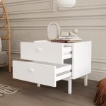 Luke Komodin 2 Çekmeceli Ahşap Ayaklı Beyaz LK1-W