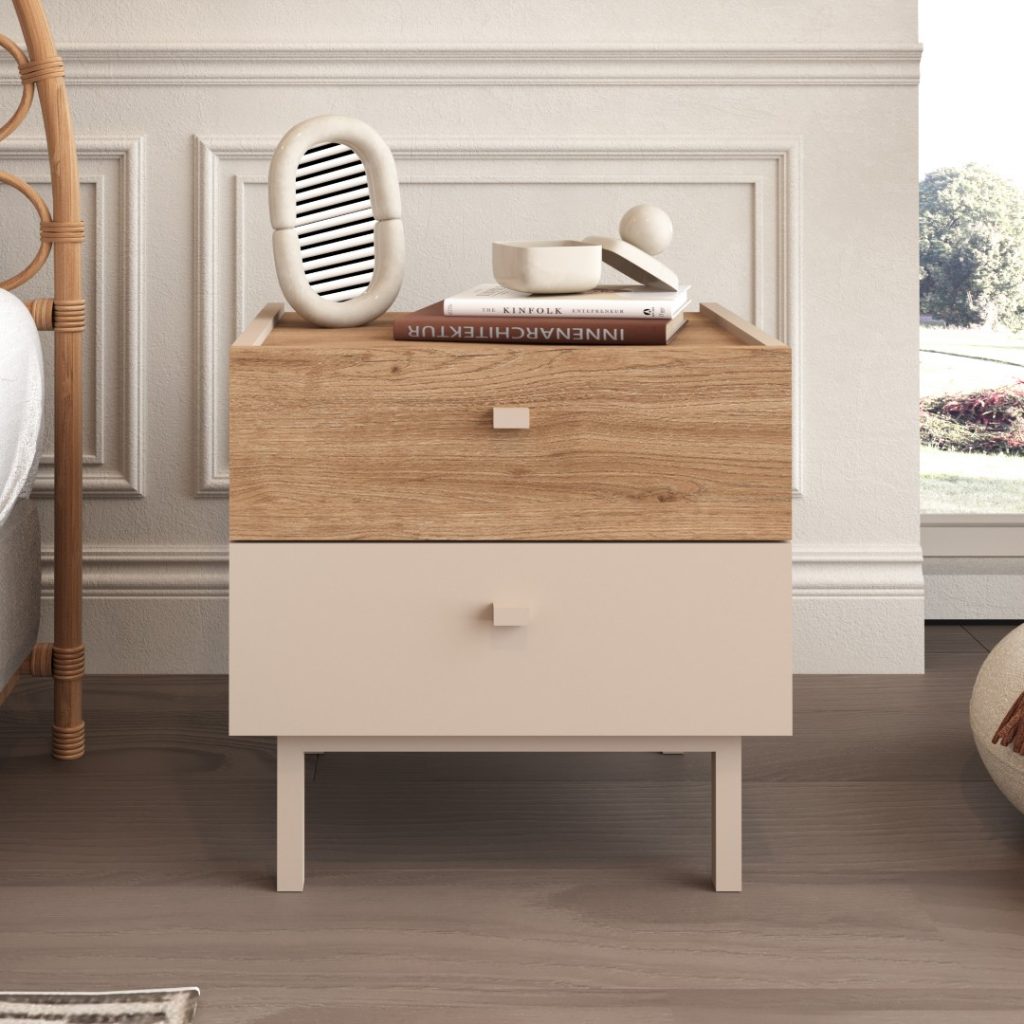 Luke Komodin 2 Çekmeceli Ahşap Ayaklı Kumsal-Sepet LK1-CS