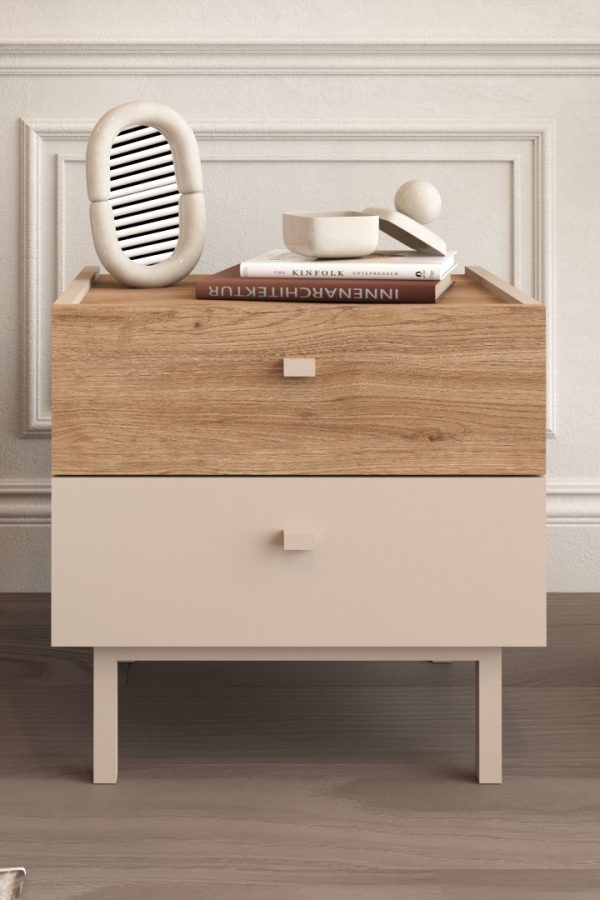 Luke Komodin 2 Çekmeceli Ahşap Ayaklı Kumsal-Sepet LK1-CS