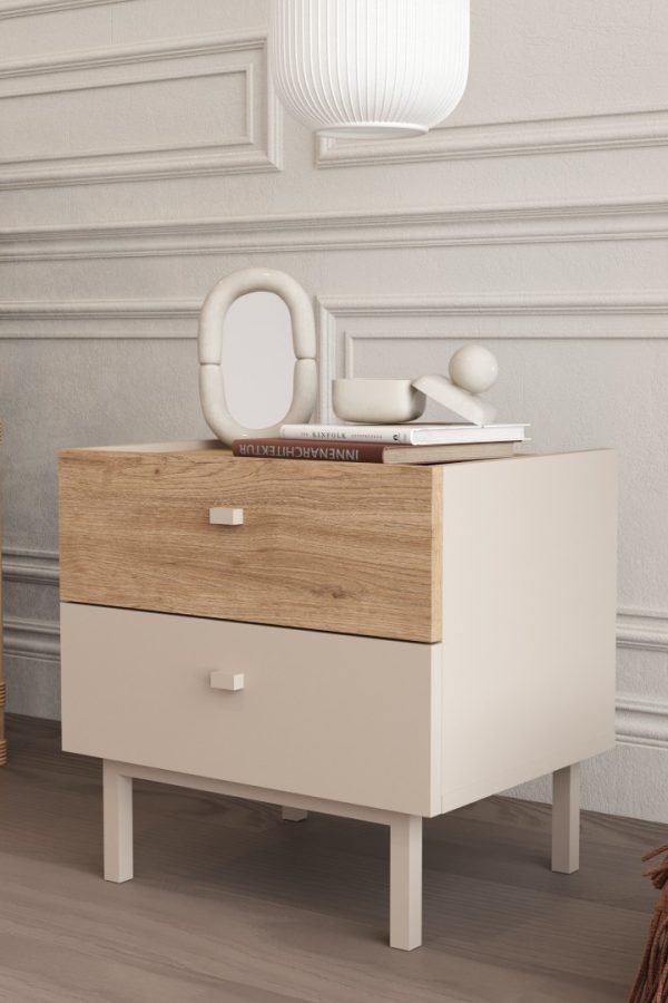 Luke Komodin 2 Çekmeceli Ahşap Ayaklı Kumsal-Sepet LK1-CS