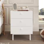 Luke Komodin 3 Çekmeceli Ahşap Ayaklı Beyaz LK2-W