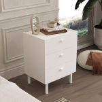 Luke Komodin 3 Çekmeceli Ahşap Ayaklı Beyaz LK2-W